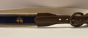 Vintage Brooks Brothers Canvas Belt Golden Fleece Logo Navy Blue Size 34 36 READ