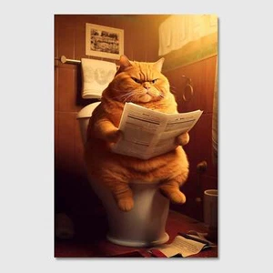 Cat on Toilet Pop art Wandbild XXL Canvas Leinwand Poster Acrylglas Wohnzimmer - Bild 1 von 16
