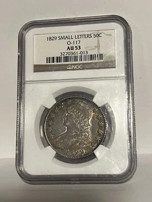 Medio dólar busto tapado 1829 letras pequeñas O-117 NGC AU53 Foto 1 de 2