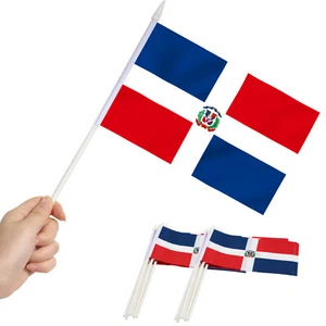 Mini Bandera Dominicana Anley - Pequeña Miniatura De Mano Paquete de 12 - Imagen 1 de 6