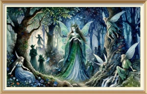 Brian Froud Style Art Print GWENHWYFAR Fairy QUEEN Green Man Wood Spirit G15 - Picture 1 of 1