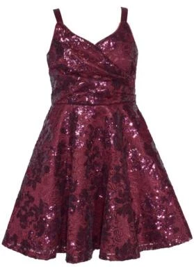 NUEVO Vestido de Vacaciones Bonnie Jean Niñas Talla 16 "ENCAJE LENTEJUELAS BORGOÑA" Sobrepelliz Nuevo con Etiquetas Foto 1 de 3