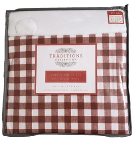 Juego de sábanas Colecciones Tradiciones Check rojo gingham lanzamiento extra COMPLETO Navidad - Imagen 1 de 3