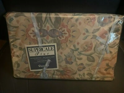 New Wamsutta India Tan Floral Supercale Plus Twin Flat Sheet - Image 1 of 2