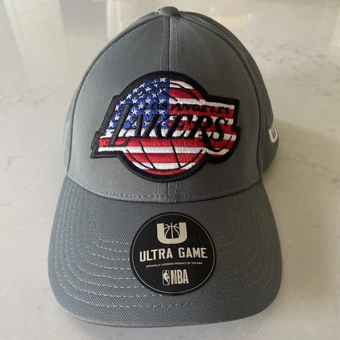 NBA Los Angeles Lakers Hat OSFA | Gray | American Flag Logo USA Ultra Game Cover