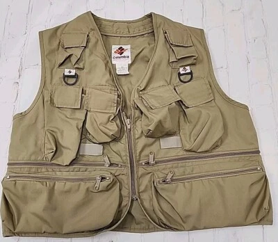 Colete masculino vintage Columbia Sportswear marrom médio pesca caça bolsos com zíper - Imagem 1 de 4