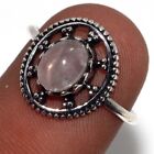 Rose Quartz 925 Silver Plated Gemstone Handmade Ring US 5.5 Modern Gifts AU D716