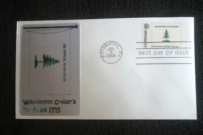 USA - "HISTORICAL FLAGS ~ WASHINGTON CRUISER'S FLAG 1775" Sarzin Metal FDC ! - Image 1 of 4