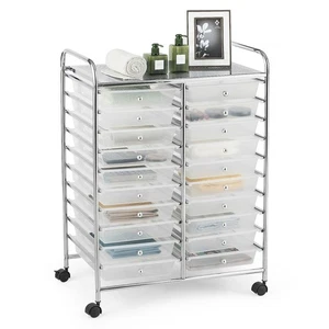 20 Drawers Rolling Cart Storage Scrapbook Paper Studio Office Bins Clear - Picture 1 of 6