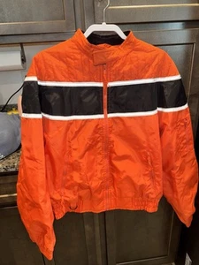 Vintage Y2K BD Biker Design Jacket L Orange Laughlin River Run 2004 Zippers - Picture 1 of 13