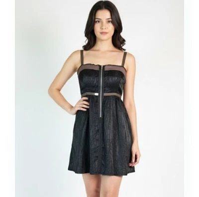 Vestido Free People Mujer Marrón Negro Cremallera Arrugas Correa Extraíble Talla Pequeña Foto 1 de 4