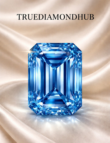 3 Ct Lab Grown Blue Diamond Emerald Cut VVS1