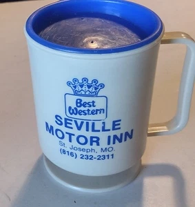 Vintage Plastic Best Western Seville Motor Inn Coffee Cup St Joseph MO - Picture 1 of 3
