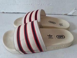 Adidas X ESPN sliders Slip Ons Collab Cross Over Size 8 White Retro Look - Picture 1 of 16