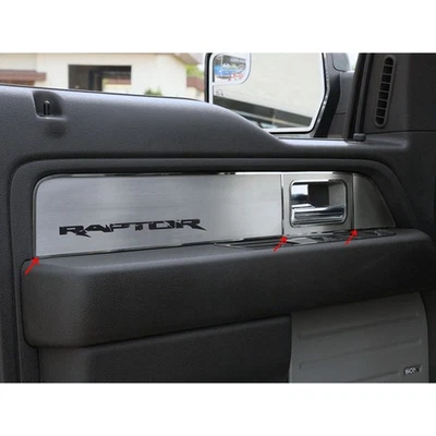 ACC Door Panel Inserts 'Raptor' Logo fits 10-14 F-150 Raptor Super Crew-Brushed - Imagem 1 de 4