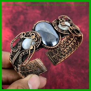 Venta de Navidad Shungita Piedra Arco Iris Piedra Lunar Alambre Envoltura Cumpleaños Brazalete Cobre - Imagen 1 de 6