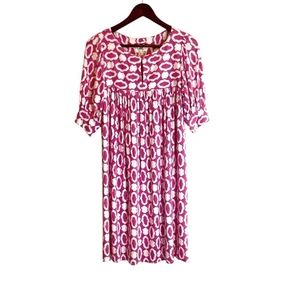 Milly Pink & White Jersey Dress Geometric Print Gr. Medium Kurzarm Preppy - Bild 1 von 6