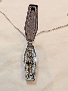 Skelett Sarg Metall Halskette Kette Schmuck - beweglicher Deckel - Bild 1 von 13