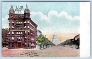 1909 US REALTY CO PA AVE WASHINGTON DC nach Woodstock Virginia antike Postkarte - Bild 1 von 2