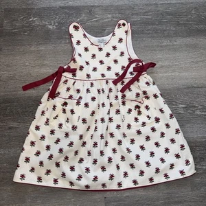 Les Olivades French Kids Girls Quilted White & Red Floral Cherry  Dress Sz 4/5 - Picture 1 of 5