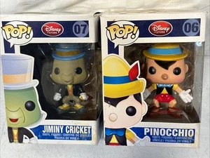 Pop! Vinyl: Pinocchio #06 + Jiminy Cricket #07 Disney Store Logo Retired 111001 - Picture 1 of 10