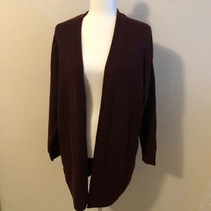 Dreamers Nordstrom Oversized Cardigan Long Cable Sweater Maroon  Large - Picture 1 of 8