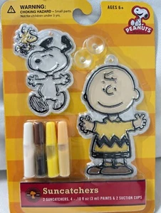Peanuts Suncatcher Features Snoopy W/Woodstock And Charlie Brown NOS Colorbok - Picture 1 of 9