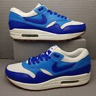 Nike Air Max 1 Trainers Uk Size 9 Shoes Blue White Leather Mesh Retro Sneakers