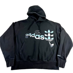 Adidas Hooded Sweatshirt Unisex XL Black Big Logo Lightweight Athletic EUC - Picture 1 of 8