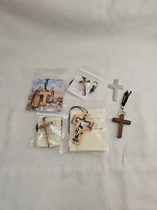 Christian Religious Lot Of 6 Crosses Necklace Pendant Olive Wood Bamboo Philipin - Picture 1 of 6