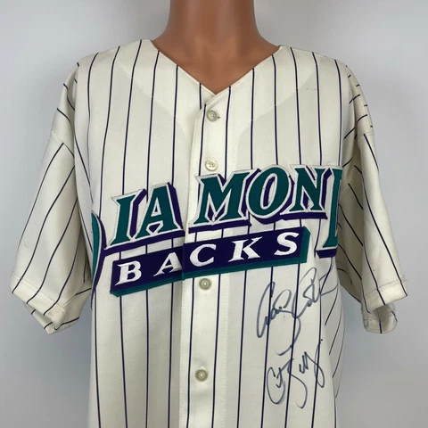 Russell Arizona Diamondbacks Autograph Jersey Vtg 2000s Curt Schilling Sewn 48 Cover
