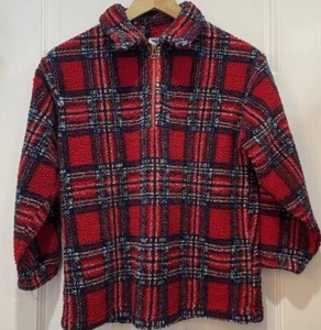 New Legends Red Plaid 1/4 Zip Fleece Unisex Kids Size 10 - Picture 1 of 3
