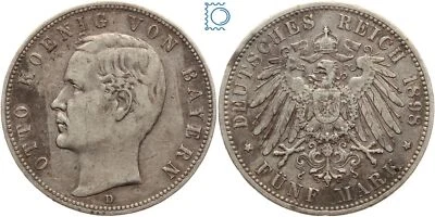 BAYERN, 5 Mark, König OTTO, 1898 D, J.46, Silber, hübsch! [MZ508 - Bild 1 von 3