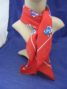WOMAN'S SARAH COVENTRY SCARF - RED W BLUE FLOWERS MADE IN ITALY - Picture 1 of 6