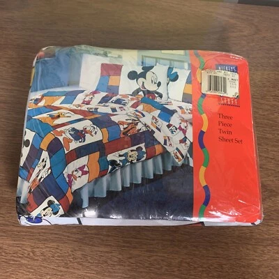 Винтажный Mickey Kids 3 изделия Twin простыни комплект Минни-Маус Pluto Wamsutta США новый из старых запасов - Изображение 1 из 4