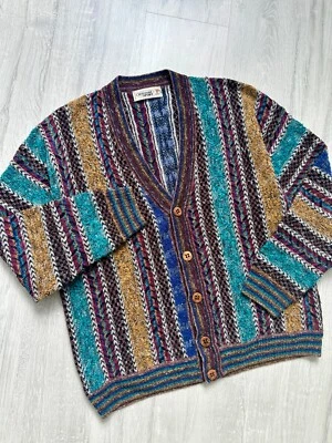Men's MISSONI Vintage Knit Wool Cardigan Sweater fits M/L made in ITALY - Image 1 of 4