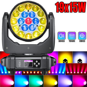 19x15W RGBW Wash Zoom Beam Moving Head Reflektor LED Światło sceniczne DMX DJ Impreza