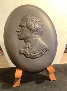 Wedgwood Beethoven Commemorative Oval Medallion Vintage, With Wood Easel - Picture 1 of 7