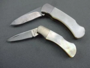 2 Mother of Pearl Handled Folding Lock Blades Smaller Puma Germany 700 & Kbar - Picture 1 of 6