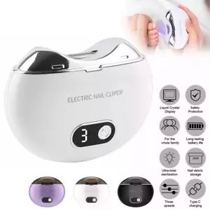 Safety Electric Automatic Nail Clippers Toe Thick Nails Cutter Pedicure White US - Picture 1 of 12