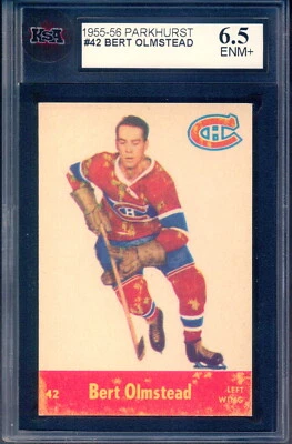 1955-56 PARKHURST Hockey NHL #42 Bert Olmstead HOF KSA 6.5 EX-NM + Canadiens - Image 1 of 2