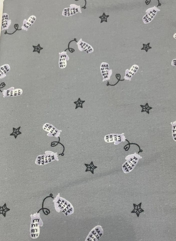 24 inches Super Snuggle Cotton Flannel in Lavender Mittens on Gray - Image 1 of 1