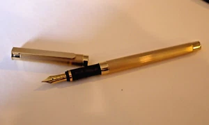 GOLD plated fine Pin Stripe MONTBLANC NOBLESSE  Fountain Pen Nib 18K 750 Size M - Picture 1 of 8