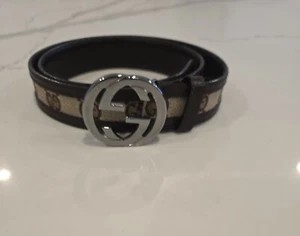 Gucci Canvas GG Monogram Belt Size 80 - Picture 1 of 16