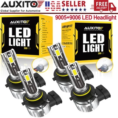 4x 9005+9006 LED Combo LED Headlight Kit 45000LM Light Bulbs Hi/Low Beam 6500K - Imagem 1 de 4