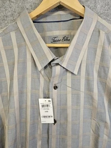 Tasso Elba Shirt Mens 4XB Taupe Combo Striped Button-Up Long Sleeve Collared NEW - Picture 1 of 10