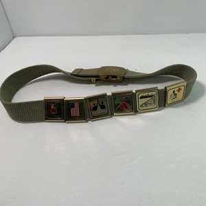 Vintage BSA olivgrün Canvas Gürtel & 6 Gürtelschlaufen massive Messingschnalle hergestellt in den USA - Bild 1 von 24