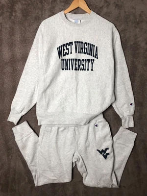 Vintage West Virginia Champion Reverse Weave Sweatshirt & Pants Set Medium Gray - Image 1 of 4