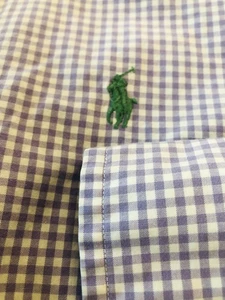 Camisa Ralph Lauren Hombres XL Púrpura Con Botones Cuadros de Guinga Vestido Oxford Verde Poni - Imagen 1 de 12