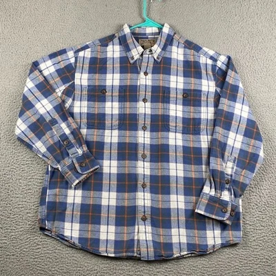 Duluth Trading Co Flannel Shirt Men's Large Blue Plaid Causal Outdoors Hiking - Image 1 of 4